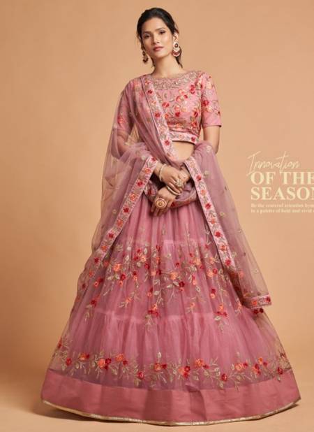 Dusty Pink Colour Romantic Vol 2 Zeel New Designer Party Wear Net Lehenga Choli Collection 7309